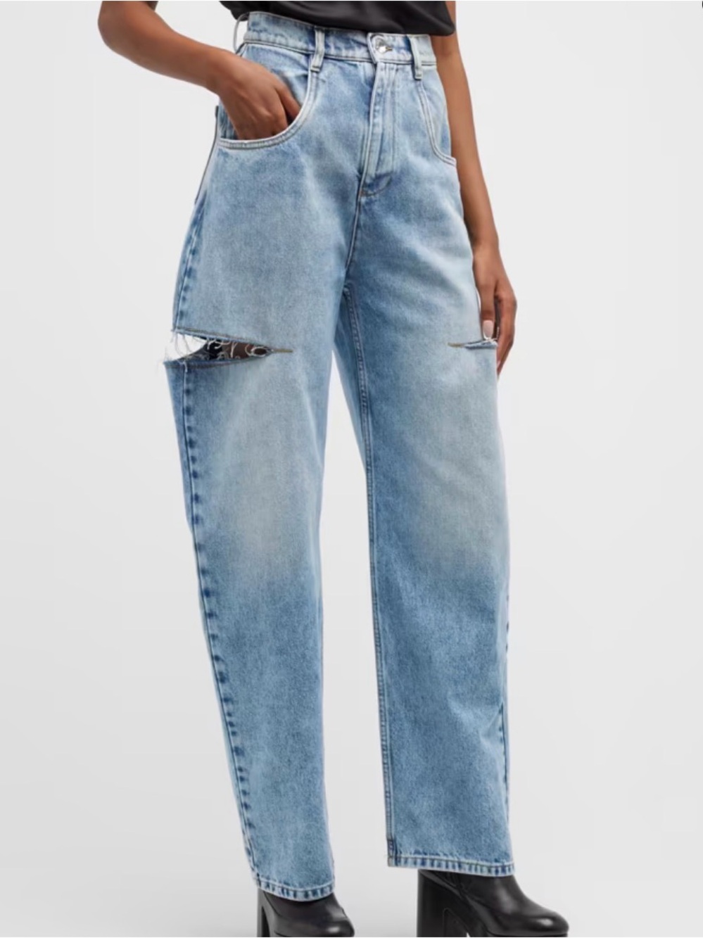 Maison Margiela Slash Sides Wide Leg Denim Pants